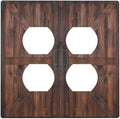Decorative Outlet Covers Rustic Barn Doors Vintage Brown Wood Plank 2 Gang Wall Plate Double Duplex Light Switch Cover Switch Plate Covers Faceplate for Farmhouse Bedroom Decor