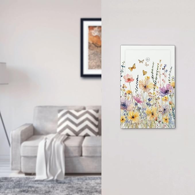 Wildflowers Colorful Flower Butterfly Floral Light Switch Cover Plate 1 Gang No Device Blank Electrical Wall Plates Faceplate Decorative Switch Plate Covers for Farmhouse Bedroom Decor