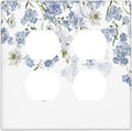 Hydrangea Blue Flowers Watercolor Floral Outlet Covers 2 Gang Double Duplex Decorative Light Switch Covers Electrical Wallplates Socket Faceplate for Bed Room Living Room Decor
