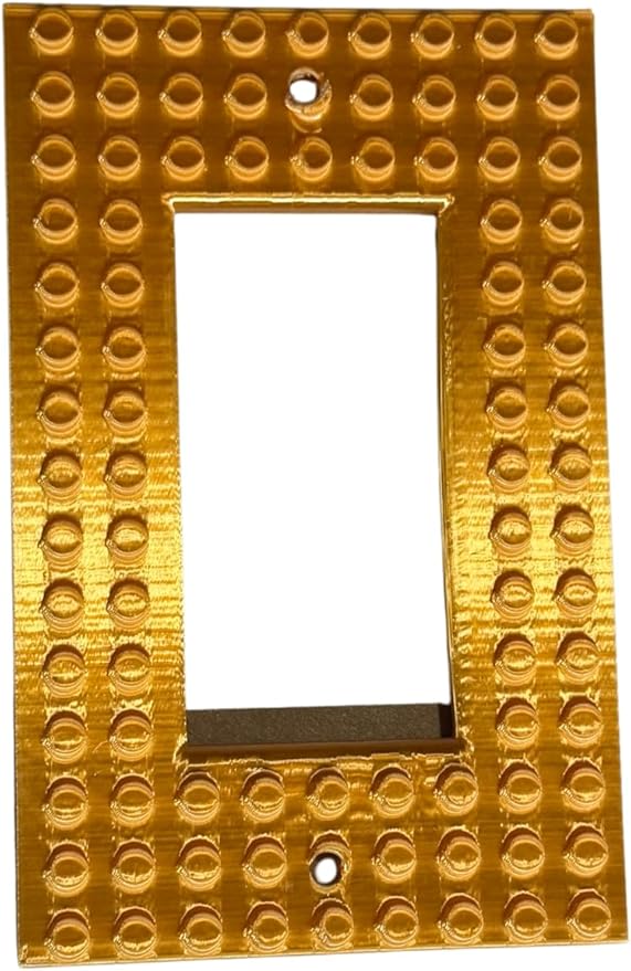 Brick Wall Plate, Rocker Toggle Light Switch Cover for Kids Bedroom, Game Room, 1-Gang (Gold)
