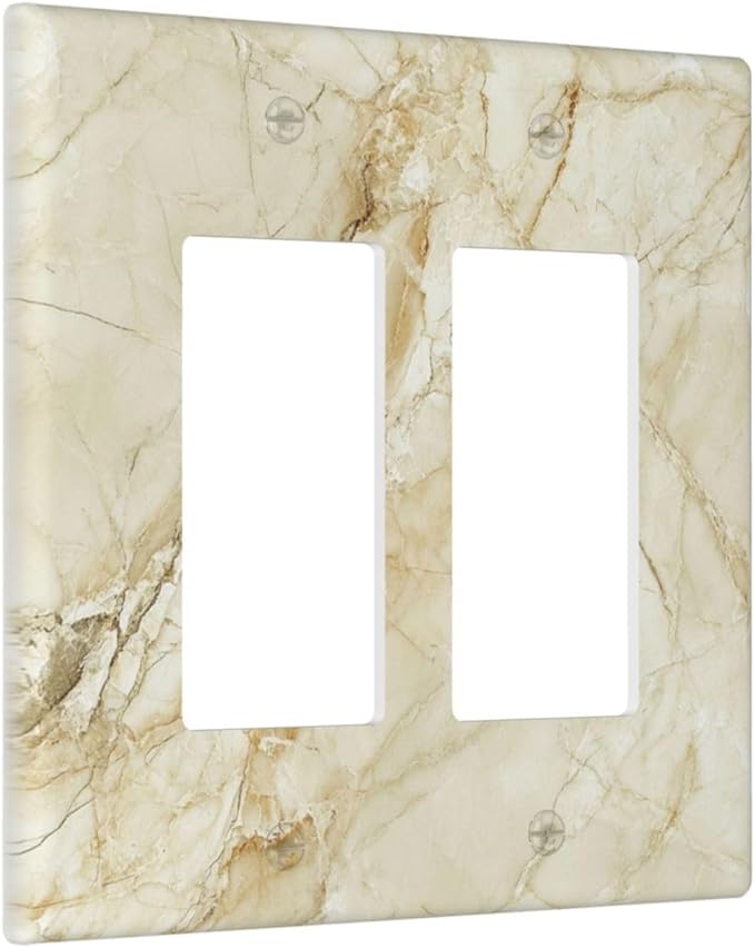 Outlet Covers Creamy Beige Marble Abstract Minimalism 2 Gang Double Rocker Light Switch Cover Plate Decorative Wall Plate GFCI Socket Cover Electrical Switch Plate Covers for Bathroom Home