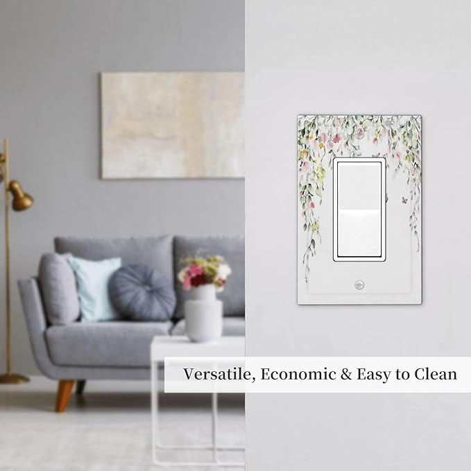 Watercolor Flowers Vine Colorful Butterfly Floral Decorative Outlet Covers 1 Gang Single Rocker Light Switch Cover Plate Wall Plates Gfci Faceplate For Bed Room Living Room Decor