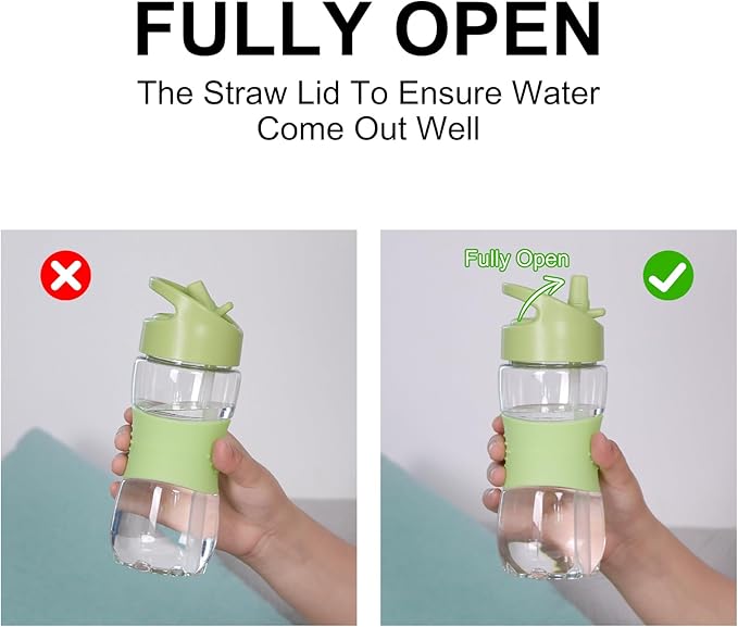 Sivaphe Clear Water Bottle with Straw 12 oz Portable Tritan Transparent Sports Drinking Bottle for School Girls Boys Yellow
