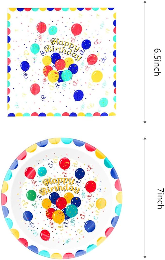 Happy Birthday Party Decorations Polka Dot Tableware Set, include 20 Plates and 20 Napkins, for Polka Dots Boys Girls Party Supplies