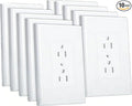 ZEFTV 10 Pack Duplex Outlet Covers Wall Plates 1-Gang Switch Outlet Electrical Cover Plate Unbreakable Thermoplastic Faceplate for Light Receptacle Outlet Switch, White