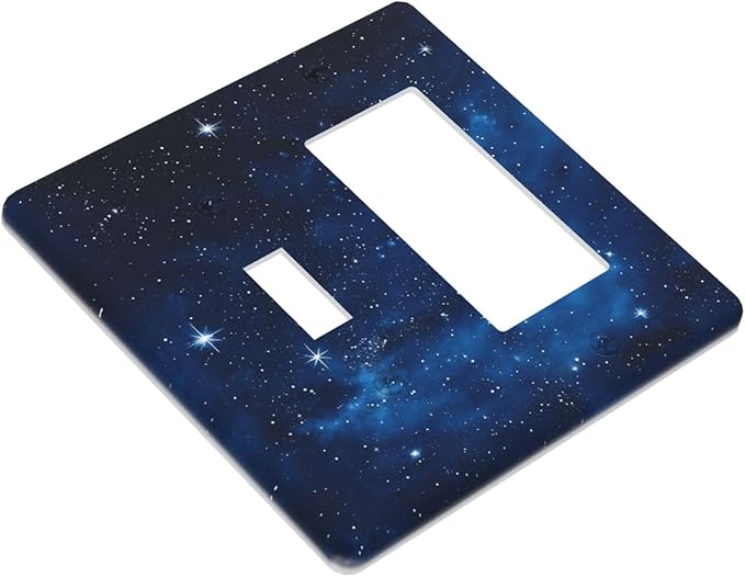 Light Switch Cover Plate Galaxy Starry Sky Universe Sparkle Stars 2 Gang Toggle Rocker Combo Wall Plates Decorative Switch Plates and Outlet Covers Socket Cover for Bathroom Bedroom Decor
