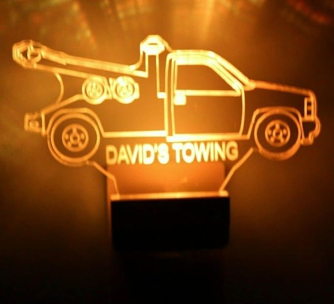 Night Light Multi Color Personalized LED Plug-in, Ultra-Slim Touch Night Light Smart Dusk to Dawn Sensor, Kids Children's Bedroom Kitchen Bathroom Hallway Play Room Variations (Tow Truck)