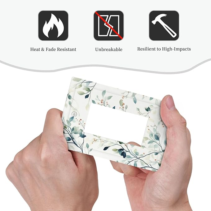 Watercolor Floral Green Leaves Single Light Switch Cover Plate Green Botanical Flowers 1 Gang Rocker Outlet Covers Switchplate Decorative Electrical GFCI Wallplate for Bedroom Kitchen Living Room