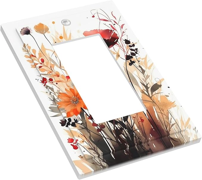 Decorative Outlet Covers Country Watercolor Flowers Art Wildflower 1 Gang Single Rocker Light Switch Cover Plate Wall Plates GFCI Faceplate for Bedroom Cabin Decor