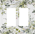 Eucalyptus Sage Green Leaf Plant Floral Decorative Outlet Covers 2 Gang Double GFCI Rocker Electrical Wall Panels Light Switch Cover Plate for Bedroom Living Room Decor