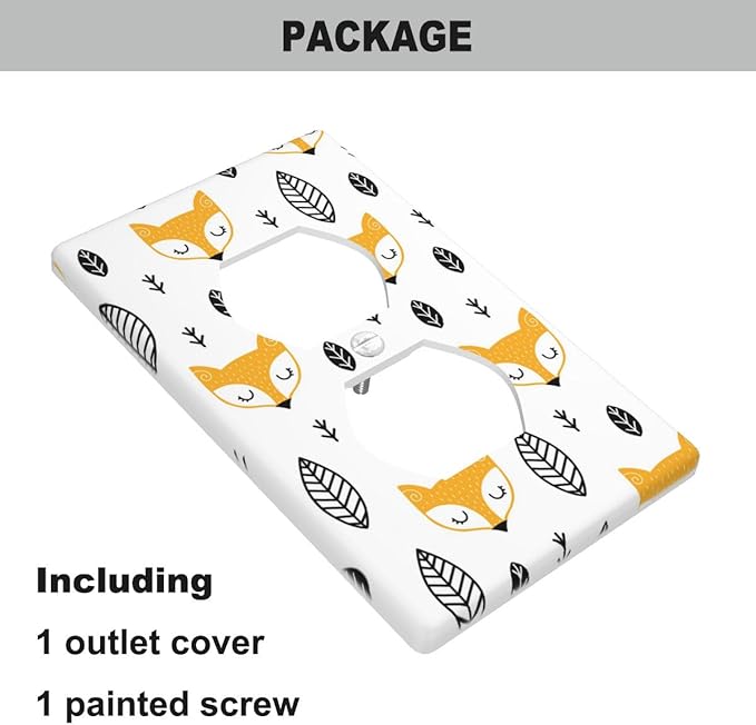 Boho Fox Cartoon Wall Plate Cover Woodland Fox Nursery Outlet Covers 1-Gang Switch Plug Duplex Cover Home Bedroom Bathroom Kitchen