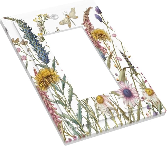 Light Switch Cover Plate Botanical Wildflowers Dragonfly Colorful Floral 1 Gang Outlet Covers Single Rocker Decorative Switch plates Electrical Wall Plates GFCI Receptacle for Bathroom Bedroom