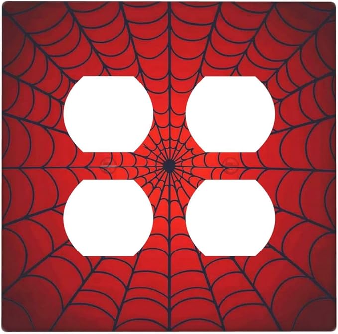 Red Spider Web Black Line Simplicity Outlet Covers 2 Gang Double Duplex Decorative Light Switch Covers Electrical Wallplates Socket Faceplate For Kids Room Home Decor