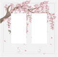 Pink Flower Tree Branch Cherry Blossom Tree Floral Birds Decorative Outlet Covers 2 Gang Double GFCI Rocker Electrical Wall Panels Light Switch Cover Plate for Bedroom Living Room Decor
