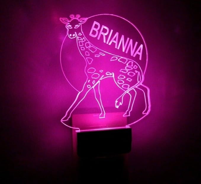 MIRROR MANIA Night Light Multi Color Personalized LED Plug-in, Ultra-Slim Touch Night Light Smart Dusk to Dawn Sensor, Kids Children's Bedroom Kitchen Bathroom Hallway Play Room Variations (Giraffe)