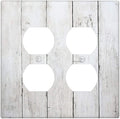 Modern Rustic Wood White Oak Print Outlet Covers 2 Gang Double Duplex Decorative Light Switch Covers Electrical Wallplates Socket Faceplate for Farmhouse Home Decor