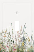 Decorative Light Switch Cover Boho Wildflower Green Leaves Rustic Floral Botanical 1 Gang Single Toggle Decorator Outlet Wall Plate Device Electrical Faceplate Switchplates for Bedroom
