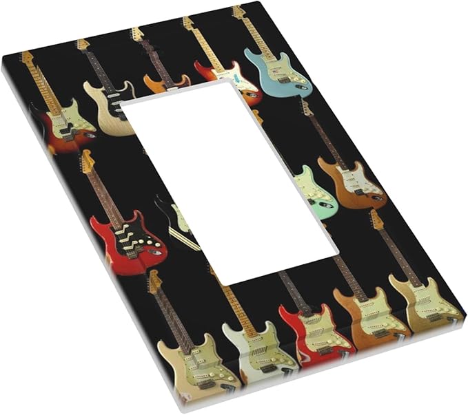 Vintage Electric Guitar Collection Single Rocker Switch Cover - 1-Gang Standard US Size Rock & Roll Guitar Light Switch Covers for Music Studio Decor