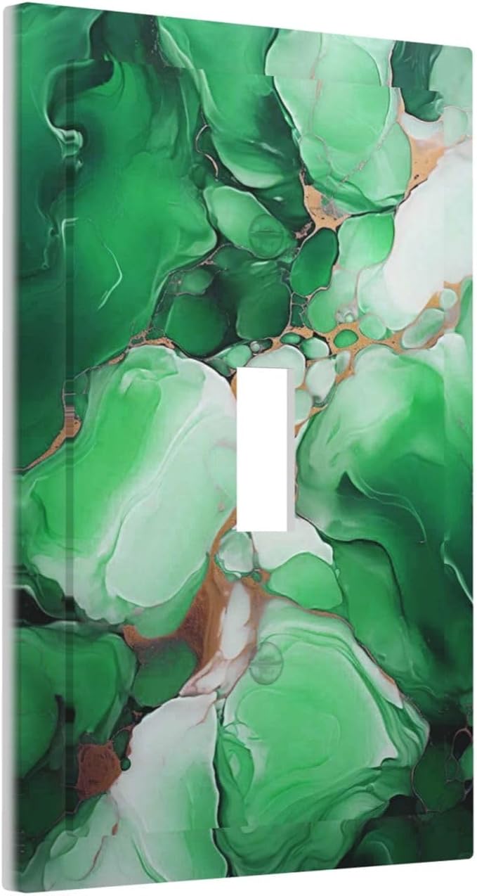Decorative Light Switch Cover Plate Abstract Luxury Emeralds Green Gold MarbleTextures 1 Gang Wall Plate Oversized Single Toggle Wall Cover Plate Jumbo Electrical Switchplate Face Plate