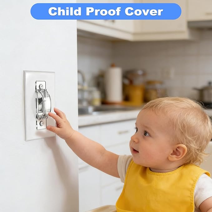 Light Switch Guard, 4 Pack Clear Light Switch Lock, Light Switch Cover Guard, Child Proof Light Switch Cover, Prevent Children and Adults from Accidentally Turning Your Lights on or Off