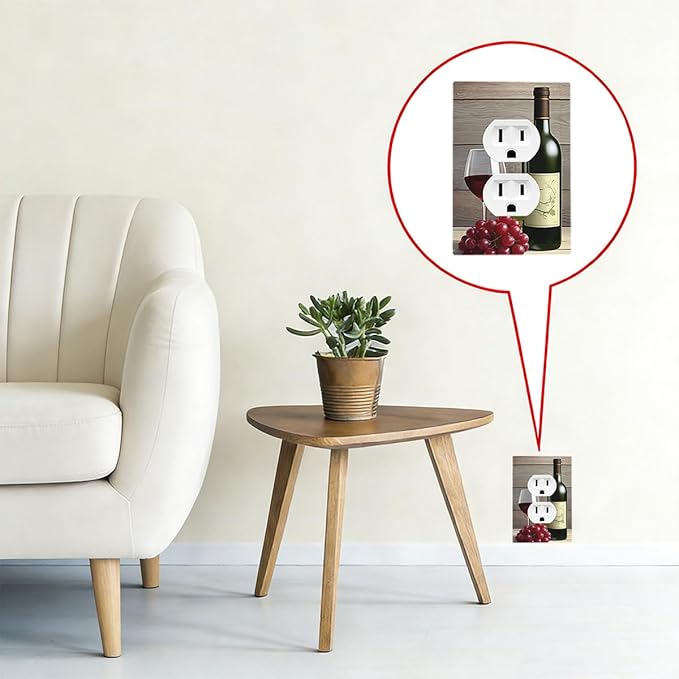 Rustic Wine & Grape Vineyard Scene Duplex Wall Plate - 1-Gang Standard US Size Wine Lover's Home Outlet Covers for Kitchen Decor