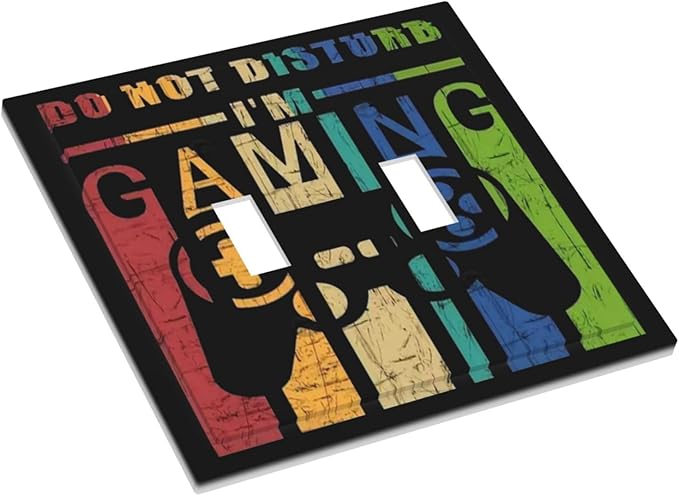 Game Videos Gaming Playing 2 Gang Double Toggle Light Switch Cover Electric Wall Plate Electrical Faceplate for Bathroom Home Living Room Jumbo Size Decor