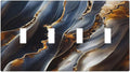 Gradient Abstract Ripple Blue Gold Marble Printed Quad Toggle Light Switch Covers 4 Gang Wall Plate Decorative Switchplate Electrical Faceplate for Kitchen Bathroom Bedroom Decor