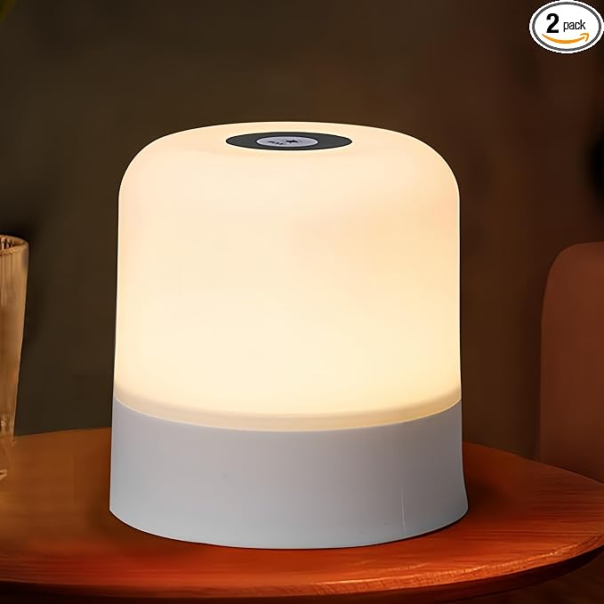 Portable Baby Night Light, 3 Color Egg Lights for Nursery, 2400mAh, Small Rechargeable LED Lamp, Dimmable Touch Nightlight for Newborn, Toddler, Kids, Adults 2 Pack