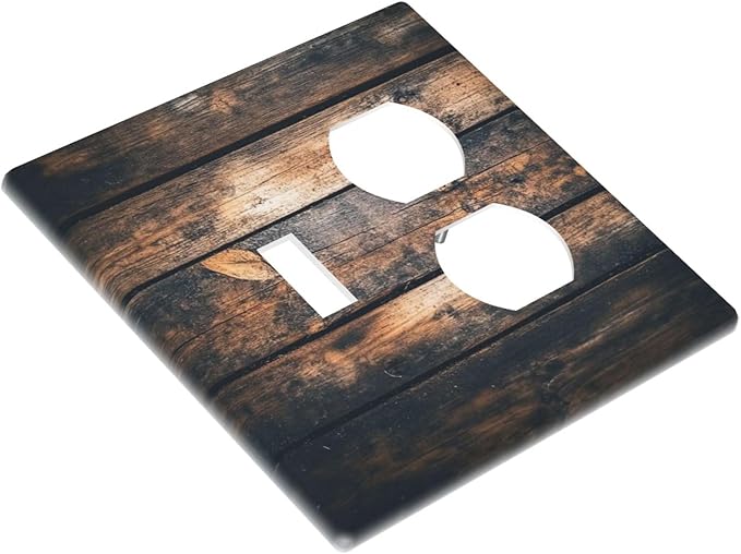 Wallplates Brown Vintage Wooden Board Rustic Wood 1 Toggle 1 Duplex Switch Plate Electrical Gfci Faceplate Decorative Light Switch Covers For Farmhouse Cabin Decor
