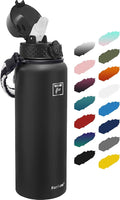 Fanhaw 40 oz Insulated Stainless Steel Water Bottle with Straw Lid, Leakproof Extra-Large Sports Bottle for Men & Women (Black)
