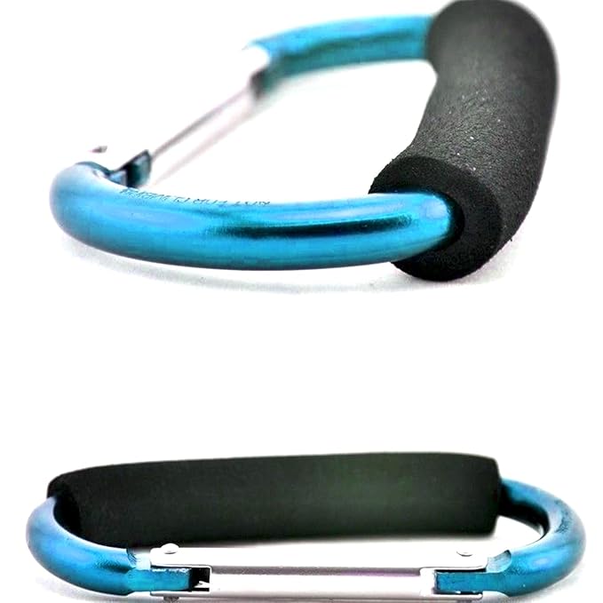 Stroller Hooks by Baby,Large Stroller Hooks for Mommy, 2 pcs Carabiner Stroller Hook Organizer for Hanging Purses, Diaper Bag, Shopping Bags. (Sky Blue)