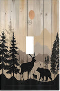 Decorative Light Switch Cover Wood Board Wildlife Cute Bear Deer Forest Rustic 1 Gang Single Toggle Device Electrical Faceplate Switchplates Decorator Outlet Wall Plate for Bathroom