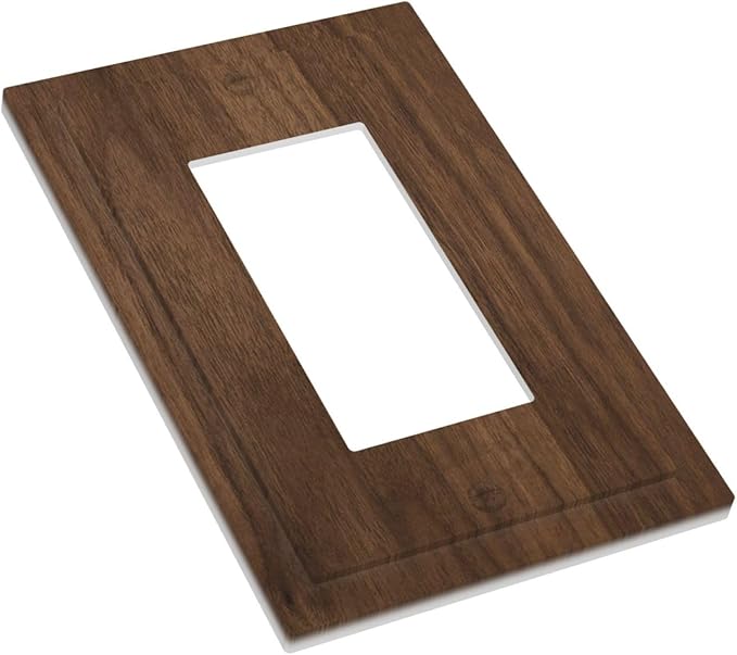 Decorative Outlet Covers Dark Brown Wood Grain 1 Gang Single Rocker Light Switch Cover Plate GFCI Wall Plates Electrical Switch Plate Cover for Farmhouse Cabin Decor