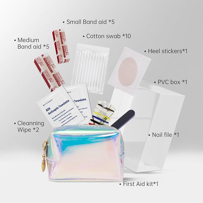 Kitgo Mini First Aid Emergency Clutch Kit -Mother Day Gift Compact Safety Pouch Party Bag with 27 Essential Items for Girl Lady Mother Wife Nurse for Girl Lady Mother Wife Nurse