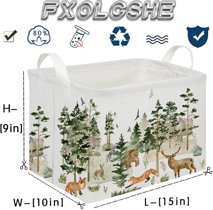 Rectangular Woodland Animal Basket Kids Baby Storage Basket,Bear Fox Boys Girls Gift Toy Box Bin for Nursery, Shelf Book Woodland Room Decor,Gift Baskets(Tree animals)