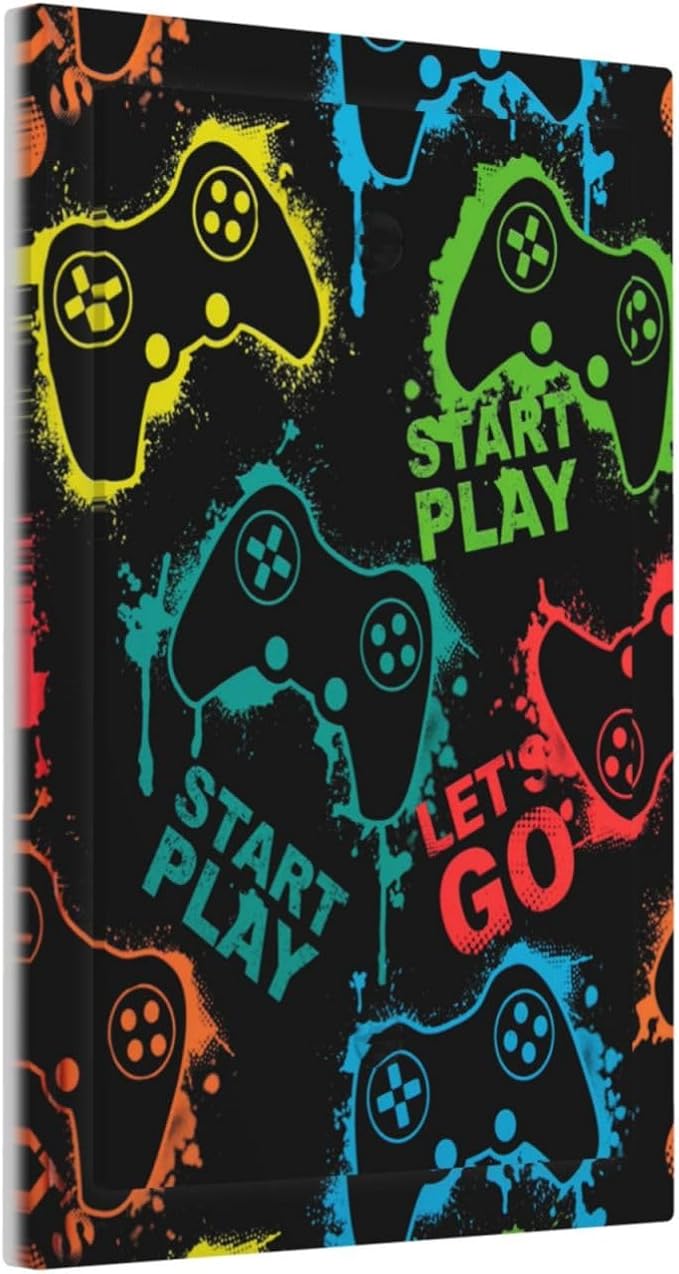 Gaming Hippie Gamer Modern Gamepad Colorful Graffiti Light Switch Cover Plate 1 Gang No Device Blank Electrical Wall Plates Faceplate Decorative Switch Plate Covers for Kids Room Nursery Decor