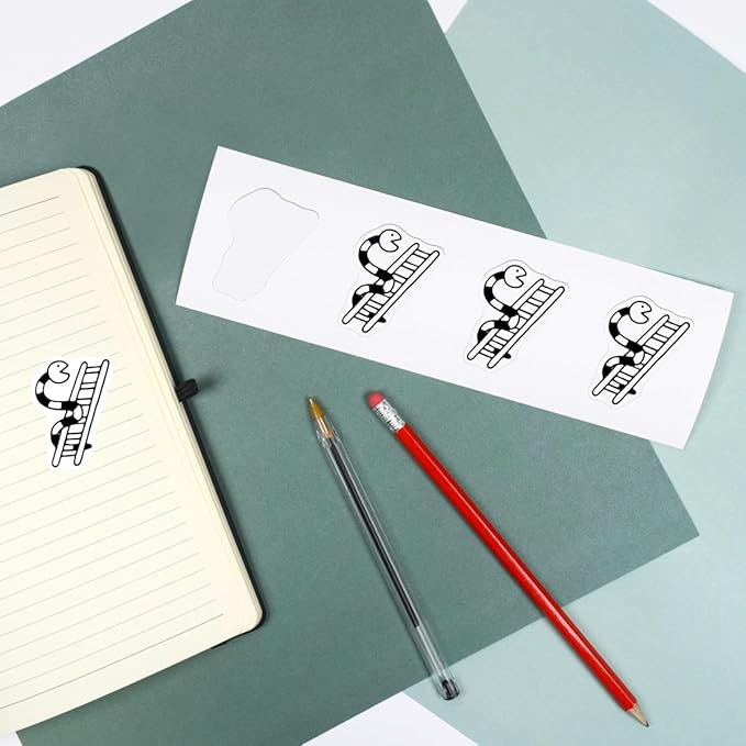 Azeeda 4 x 'Snakes & Ladders' White Premium Vinyl Decal Stickers – Waterproof, Durable & Easy to Apply - Ideal for Car Bumpers, Windows, Bins and More (DW00024893)