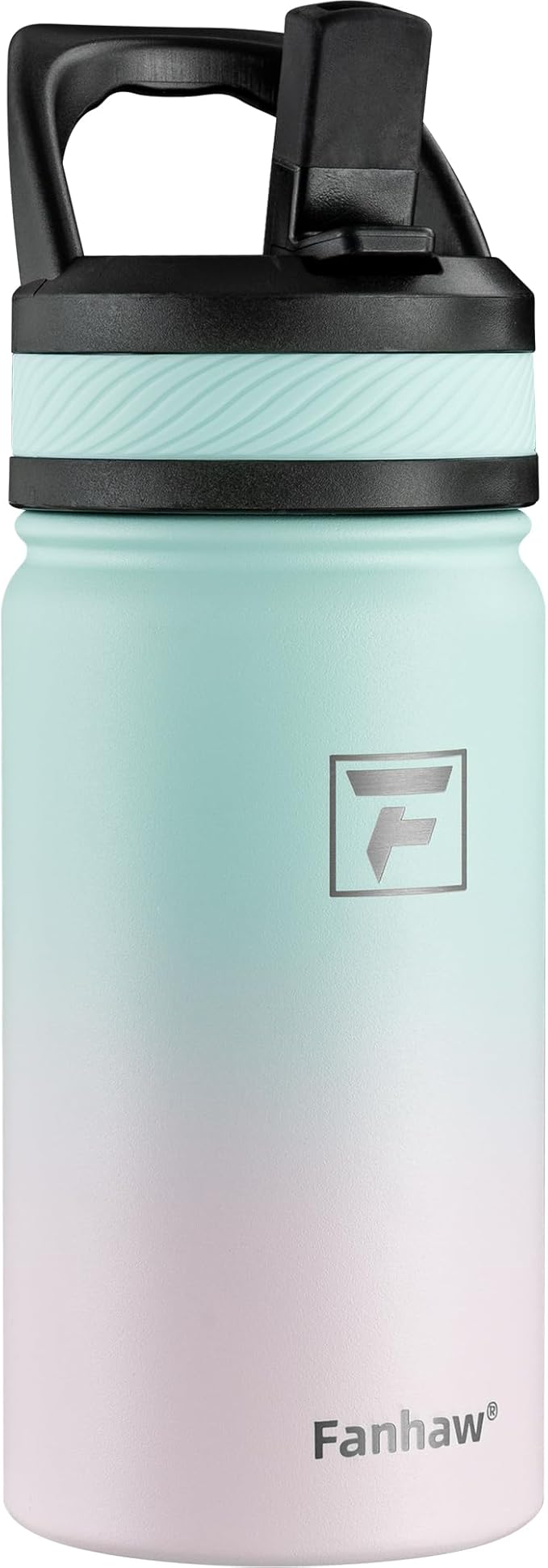 Fanhaw 14 Oz Kids Insulated Water Bottle with Straw Lid – Stainless Steel Double Wall Vacuum, Leak-Proof, BPA-Free Water Bottles for School Boys & Girls(Green Pink)