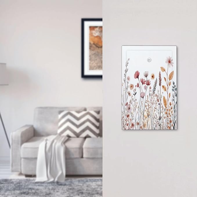 Light Switch Cover Plate Spring Floral Pink Wildflower Leaves Plants 1 Gang No Device Blank Electrical Wall Plates Faceplate Decorative Switch Plate For Home Bed Room Decor