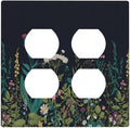 Boho Garden Flowers Weeds Floral Wildflowers Outlet Covers 2 Gang Double Duplex Decorative Light Switch Covers Electrical Wallplates Socket Faceplate for Bedroom Living Room Decor