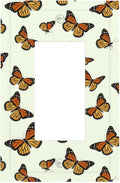 Monarch Butterfly Single Rocker Switch Cover - 1-Gang Standard US Size Butterfly Migration Light Switch Covers, Vibrant Orange Whimsical Garden for Girls Room