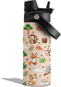 Insulated Water Bottle 18oz, Animal Gifts Water Bottle with 2-in-1 Straw and Spout Lid, Cute Animal Cup Leakproof, Animals Cup Coffee Travel Mug for Animals Lovers, Gift Ideal for Girls Boys