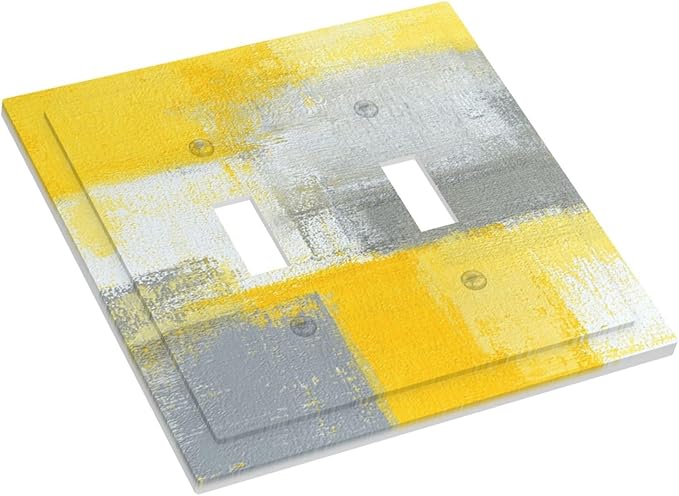 Outlet Covers Retro Modern Gray Yellow Ombre Abstract Art 1 Gang Duplex Light Switch Cover Plate Decorative Wall Plates Electrical Switchplate Receptacle for Bathroom Bedroom Decor（2 Pack）