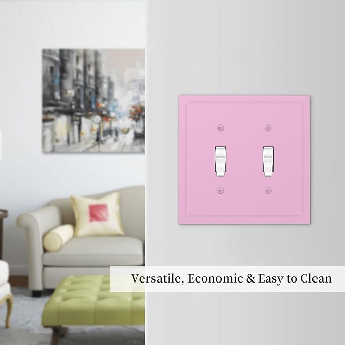 Light Purple Decorative 2 Gang Toggle Outlet Light Switch Cover Woman Pretty Funky Romantic Double Device Wall Plate Electrical Faceplate Dual Device Switchplate (Lavender)