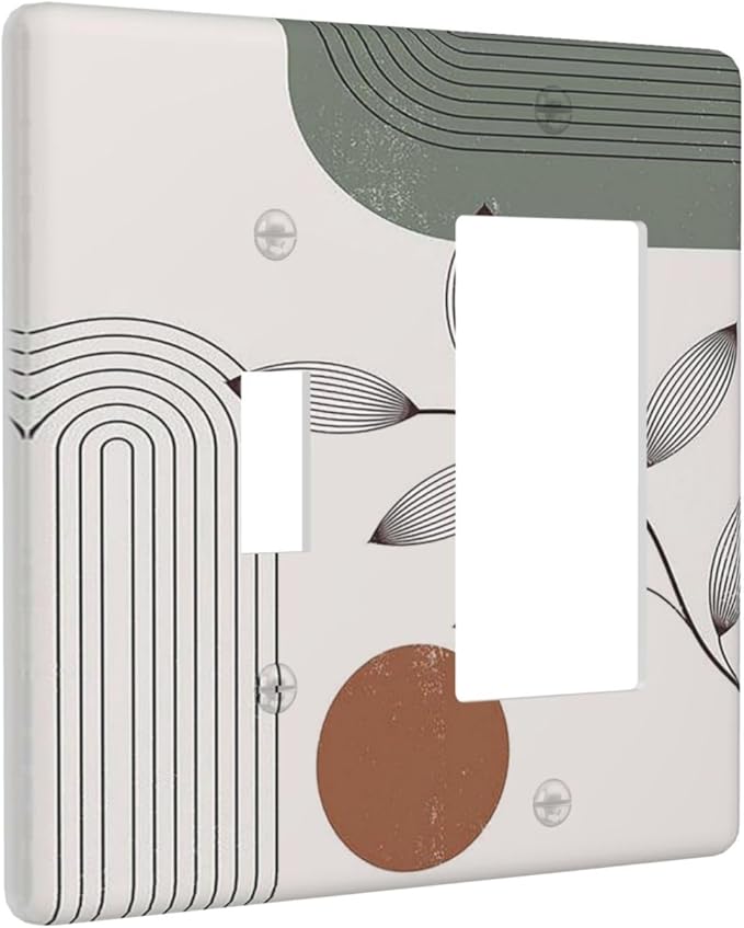 Outlet Covers Sage Green Boho Nature Art Minimalist Geometric Plant 1 Toggle 1 Rocker Combination Decorative Wall Plate Electrical Switch Plates Light Switch Cover Plate for Bedroom