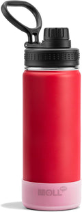 Insulated Water Bottle-18 oz Stainless Steel Vacuum Wide Mouth Sports Flask with Silicone Boot-Reusable Metal Leak Proof Christmas Water Bottle for Girls Boys, BPA-Free(Canyon Red)