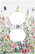 Outlet Covers Boho Colorful Flowers Plant Rustic Wildflower 1 Gang Duplex Light Switch Cover Decorative Switch Plates Electrical Receptacle Faceplate Wall Plate for Bed Room Bathroom