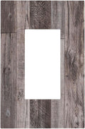 Decorative Outlet Covers Rustic Dark Grey Wood Retro Country Wooden 1 Gang Single Rocker Light Switch Cover Plate Wall Plates GFCI Faceplate for Farmhouse Cabin Decor