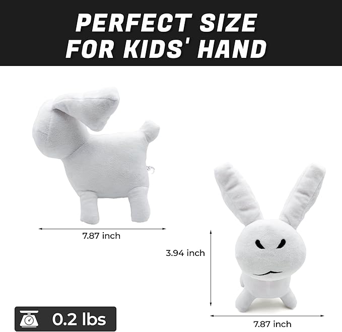 White Gubby Rabbit Plush Toy – Soft Forsaken Gubby Plush Stuffed Animal, Cute Game Character Collectible Plushie Gift for Kids and Gamers (Rabbit White Gubby)