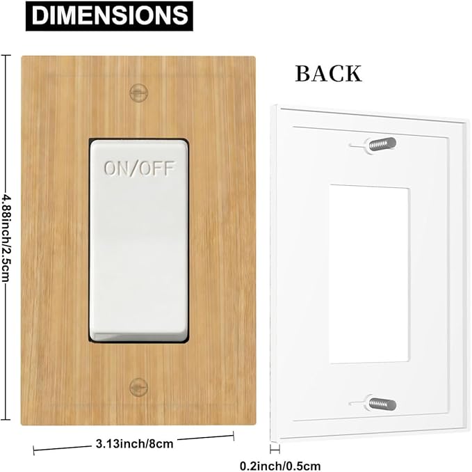 Rustic Woodgrain Single Rocker Switch Cover - 1-Gang Standard US Size Minimalist Farmhouse Wooden Light Switch Covers for Home & Office Decor